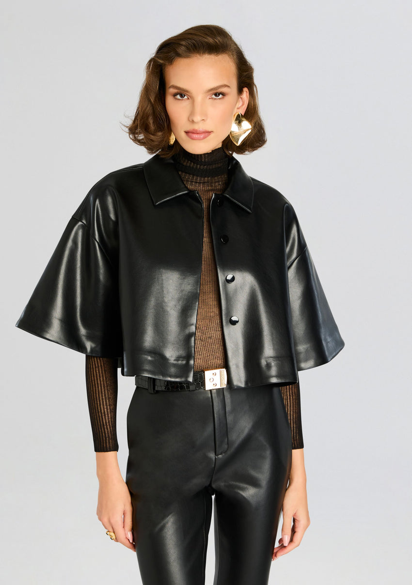 Adi Vegan Leather Cropped Jacket
